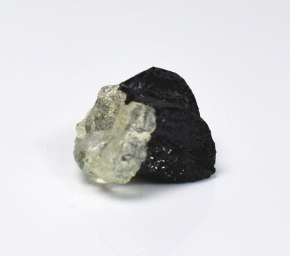 Fluorescent Hyalite Opal with Black Tourmaline - Mineral from Erongo Mountains Namibia, 5.7 grams