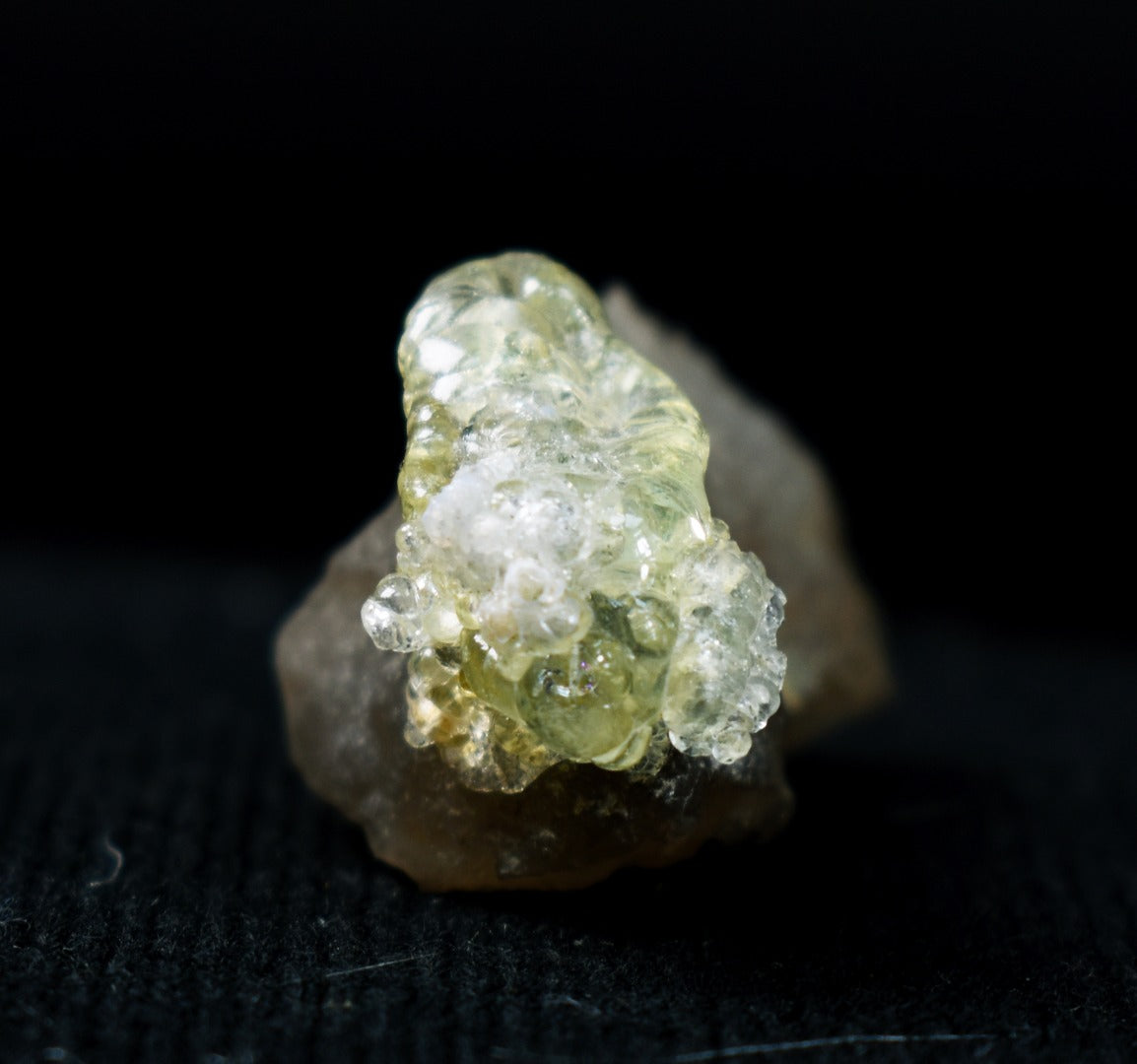 Fluorescent Hyalite Opal with Smoky Quartz, Black Tourmaline - Mineral from Erongo Mountains Namibia, 9 grams