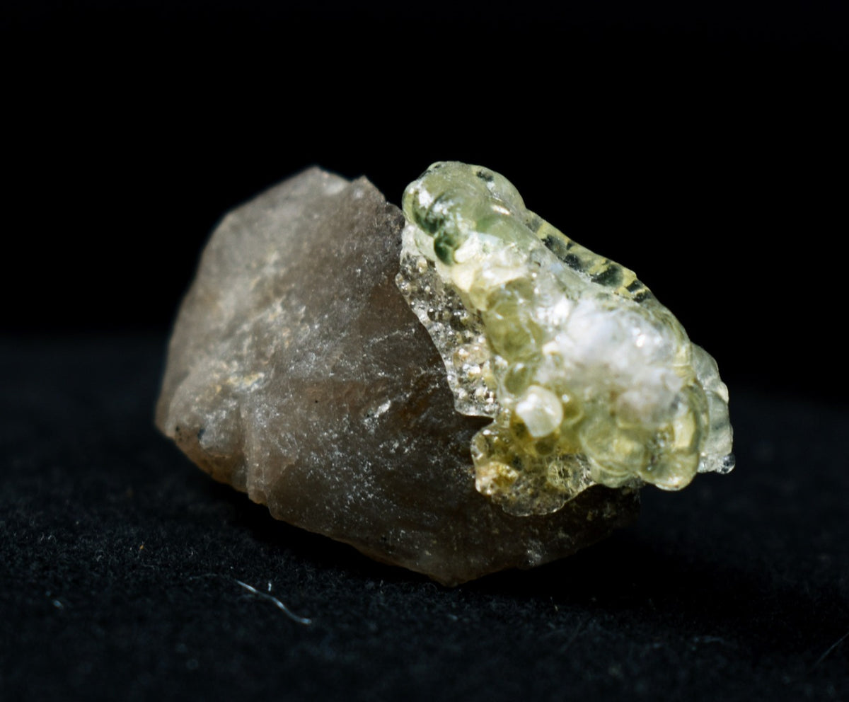 Fluorescent Hyalite Opal with Smoky Quartz, Black Tourmaline - Mineral from Erongo Mountains Namibia, 9 grams