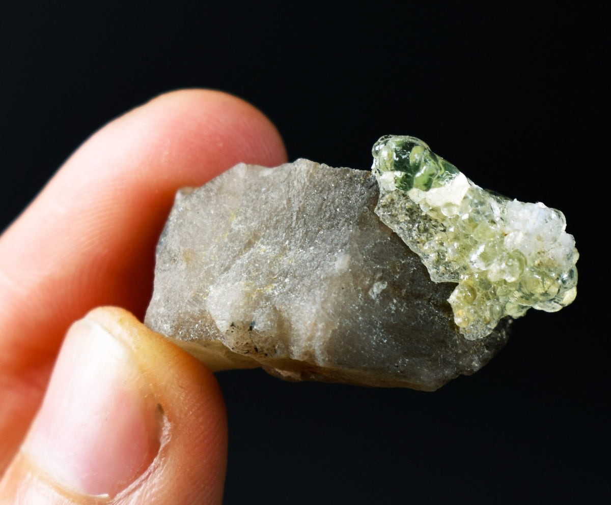 Fluorescent Hyalite Opal with Smoky Quartz, Black Tourmaline - Mineral from Erongo Mountains Namibia, 9 grams