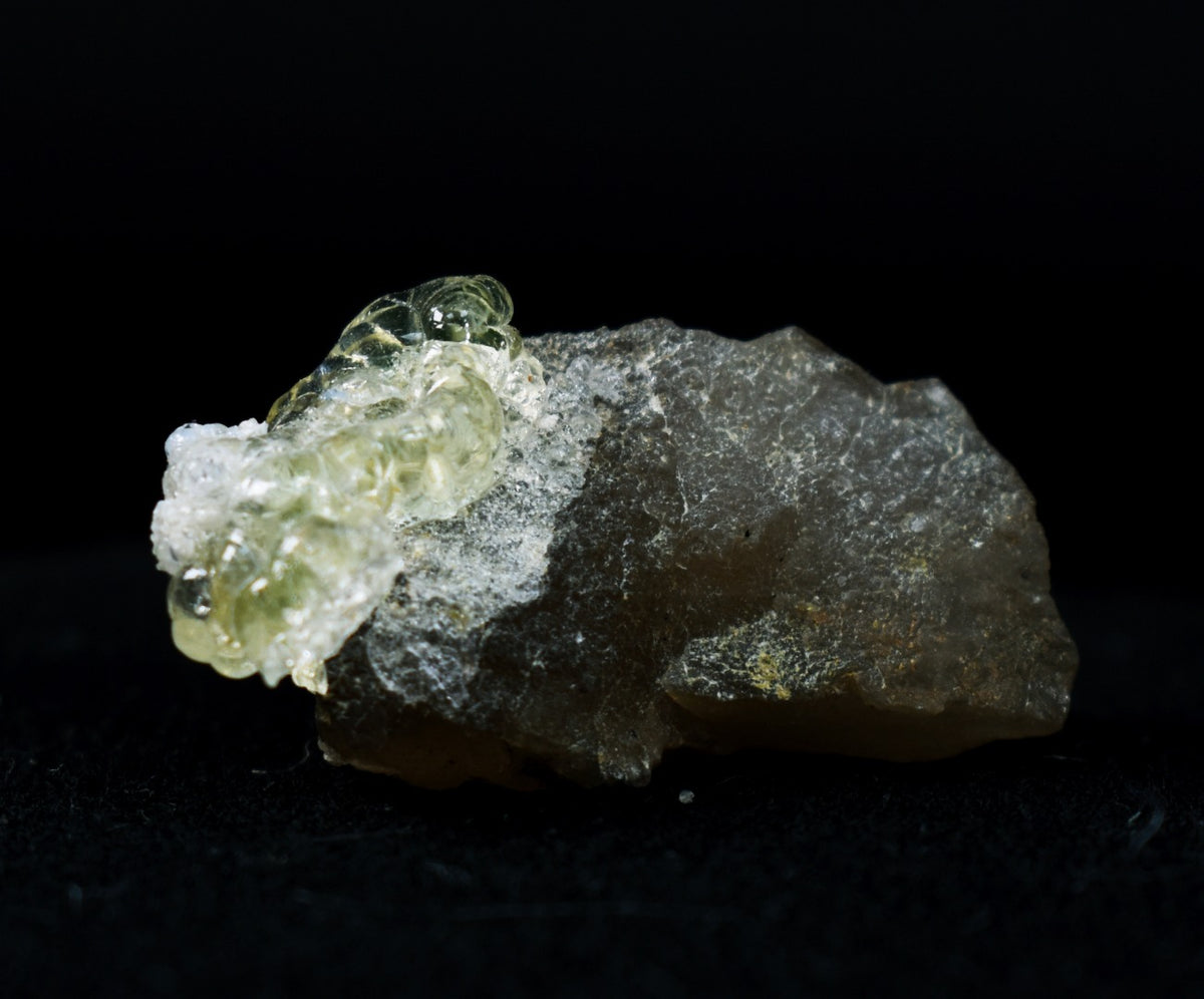 Fluorescent Hyalite Opal with Smoky Quartz, Black Tourmaline - Mineral from Erongo Mountains Namibia, 9 grams