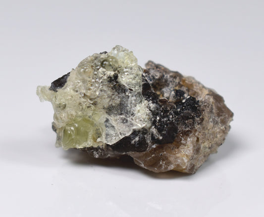 Fluorescent Hyalite Opal with Smoky Quartz, Black Tourmaline - Mineral from Erongo Mountains Namibia, 8 grams