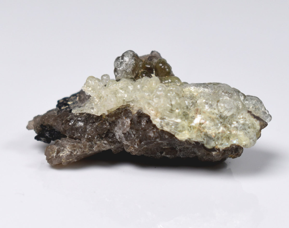 Fluorescent Hyalite Opal with Smoky Quartz, Black Tourmaline - Mineral from Erongo Mountains Namibia, 7 grams