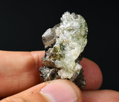 Fluorescent Hyalite Opal with Smoky Quartz, Black Tourmaline - Mineral from Erongo Mountains Namibia, 7 grams