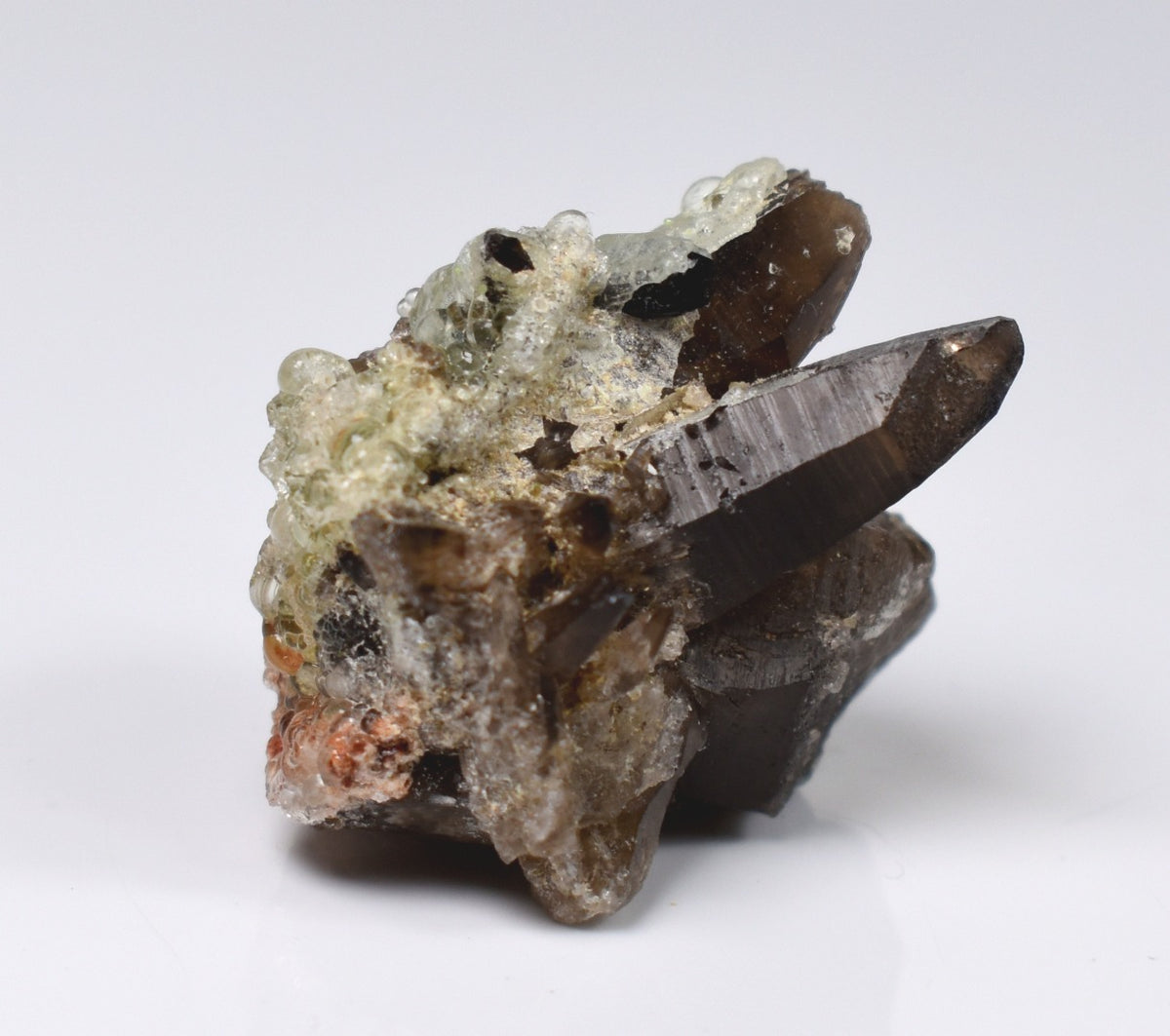 Fluorescent Hyalite Opal with Smoky Quartz, Black Tourmaline - Mineral from Erongo Mountains Namibia, 10 grams