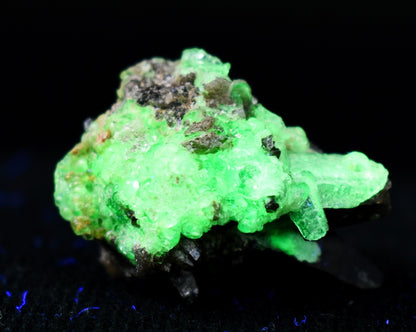 Fluorescent Hyalite Opal with Smoky Quartz, Black Tourmaline - Mineral from Erongo Mountains Namibia, 10 grams