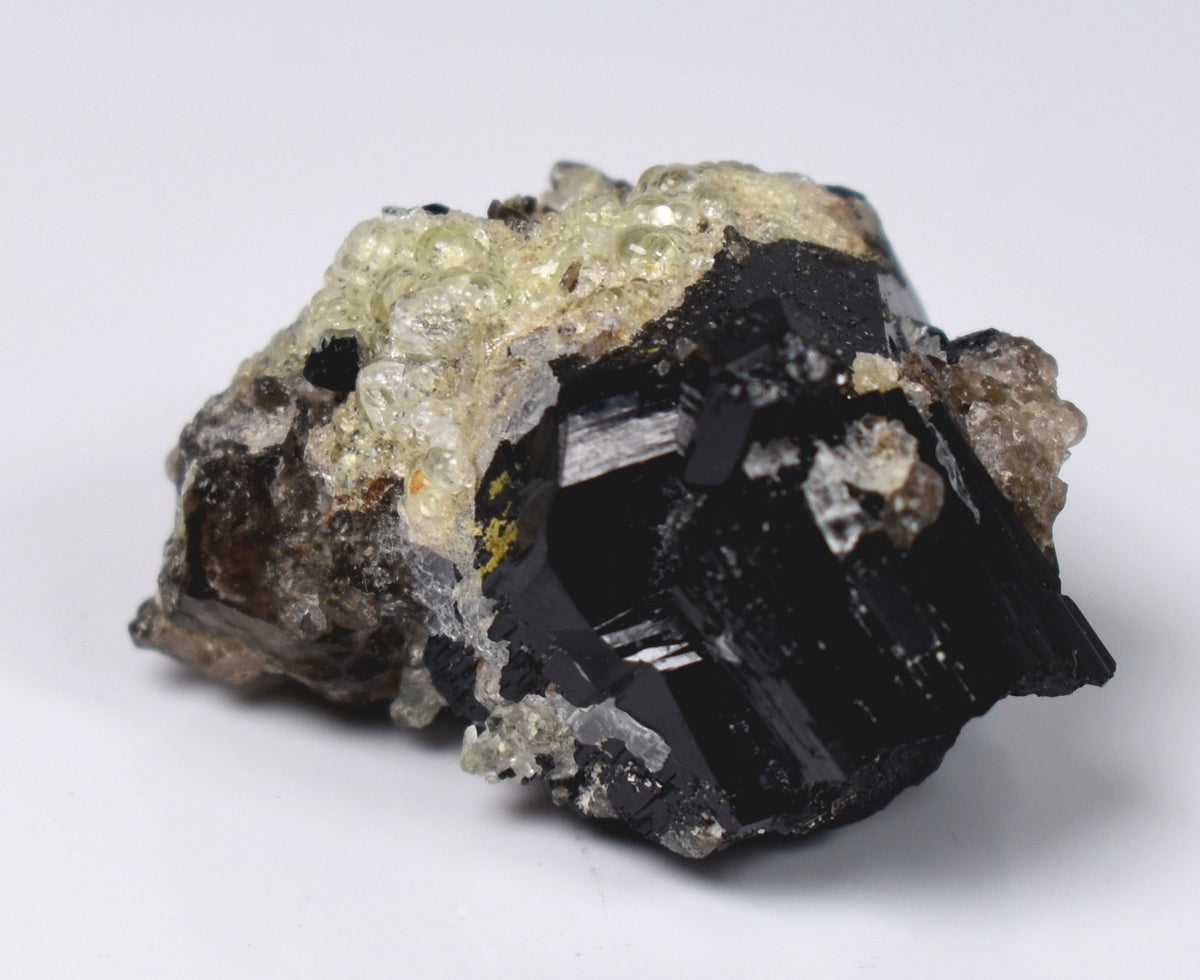 Fluorescent Hyalite Opal with Smoky Quartz, Black Tourmaline - Mineral from Erongo Mountains Namibia, 20 grams