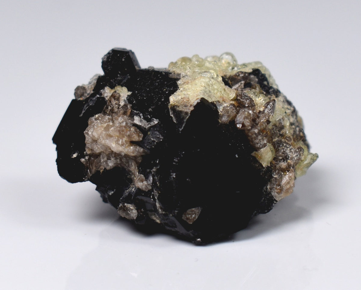 Fluorescent Hyalite Opal with Smoky Quartz, Black Tourmaline - Mineral from Erongo Mountains Namibia, 20 grams