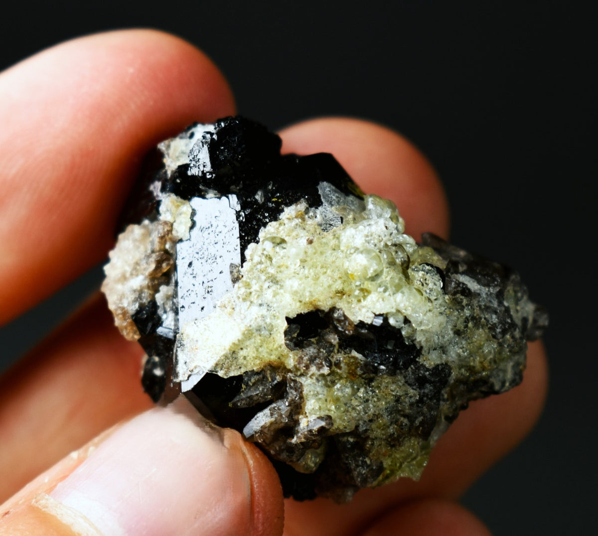 Fluorescent Hyalite Opal with Smoky Quartz, Black Tourmaline - Mineral from Erongo Mountains Namibia, 20 grams