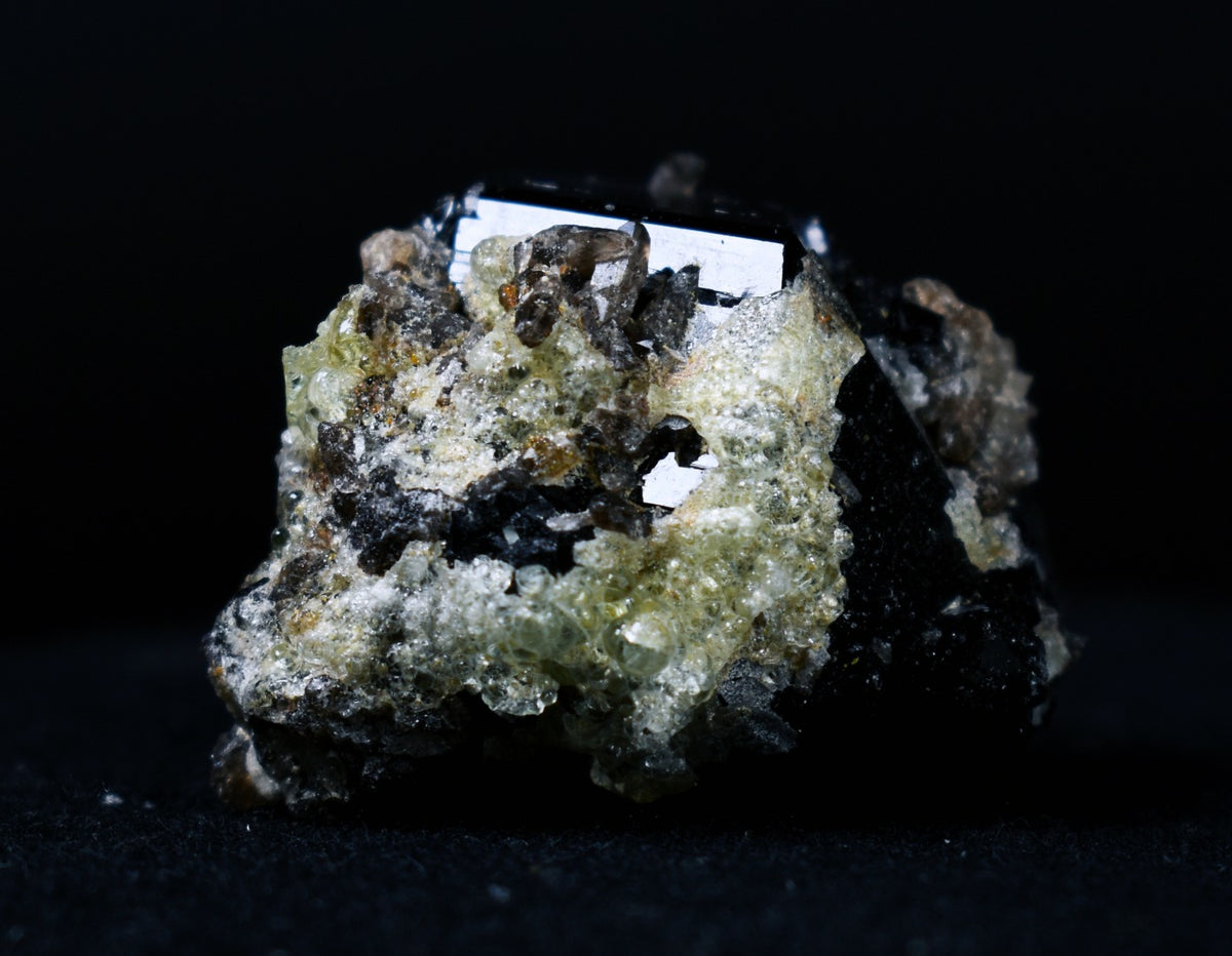 Fluorescent Hyalite Opal with Smoky Quartz, Black Tourmaline - Mineral from Erongo Mountains Namibia, 20 grams