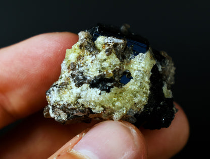 Fluorescent Hyalite Opal with Smoky Quartz, Black Tourmaline - Mineral from Erongo Mountains Namibia, 20 grams