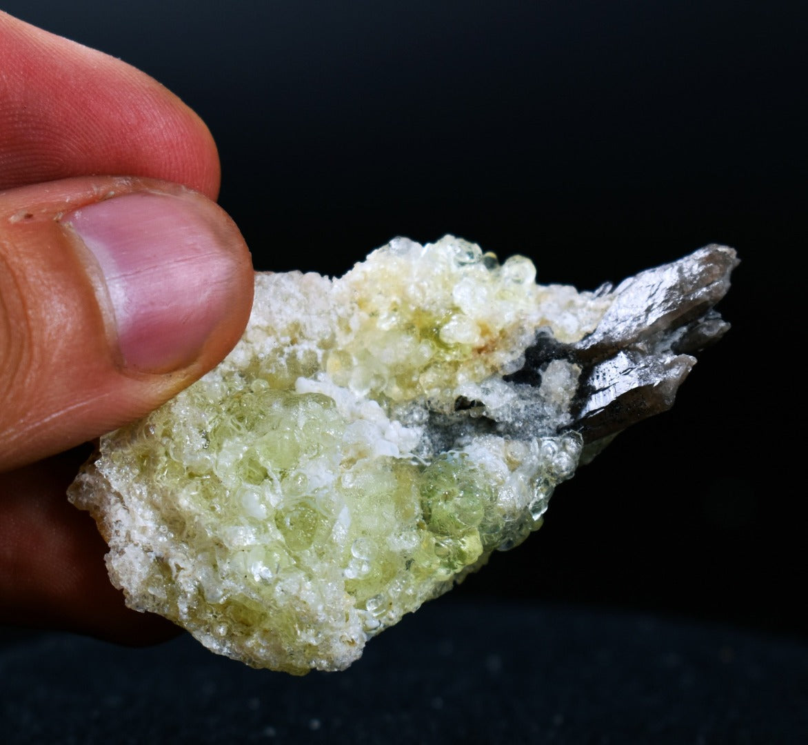 Fluorescent Hyalite Opal with Smoky Quartz, Black Tourmaline - Mineral from Erongo Mountains Namibia, 22 grams
