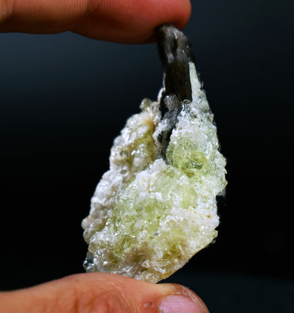 Fluorescent Hyalite Opal with Smoky Quartz, Black Tourmaline - Mineral from Erongo Mountains Namibia, 22 grams