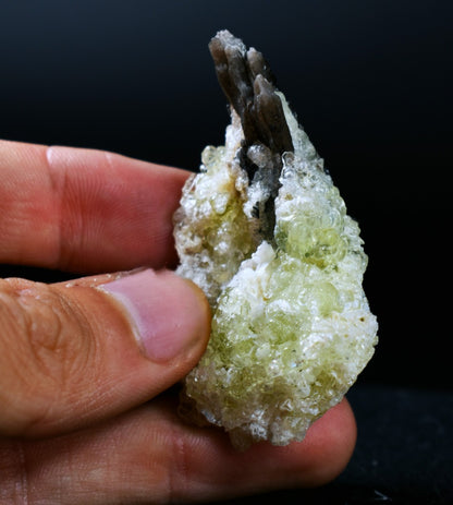 Fluorescent Hyalite Opal with Smoky Quartz, Black Tourmaline - Mineral from Erongo Mountains Namibia, 22 grams