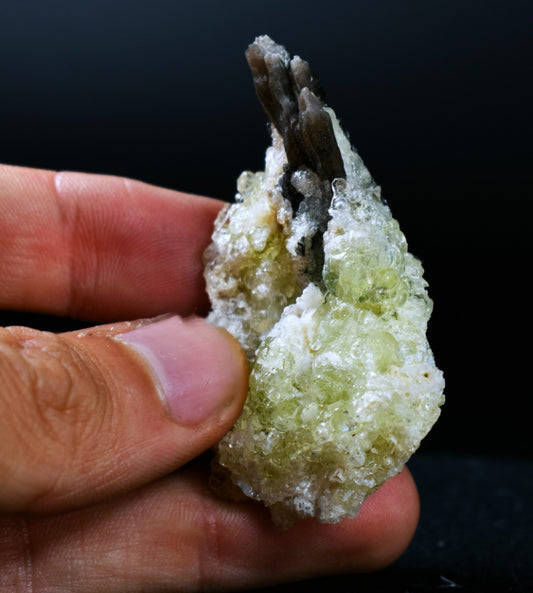 Fluorescent Hyalite Opal with Smoky Quartz, Black Tourmaline - Mineral from Erongo Mountains Namibia, 22 grams