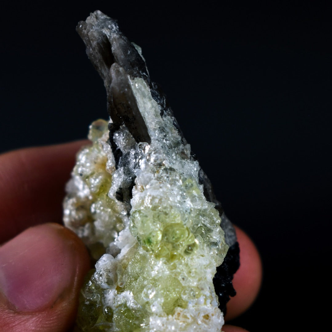 Fluorescent Hyalite Opal with Smoky Quartz, Black Tourmaline - Mineral from Erongo Mountains Namibia, 22 grams