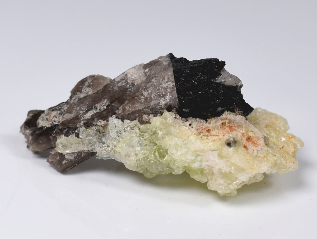 Fluorescent Hyalite Opal with Smoky Quartz, Black Tourmaline - Mineral from Erongo Mountains Namibia, 22 grams