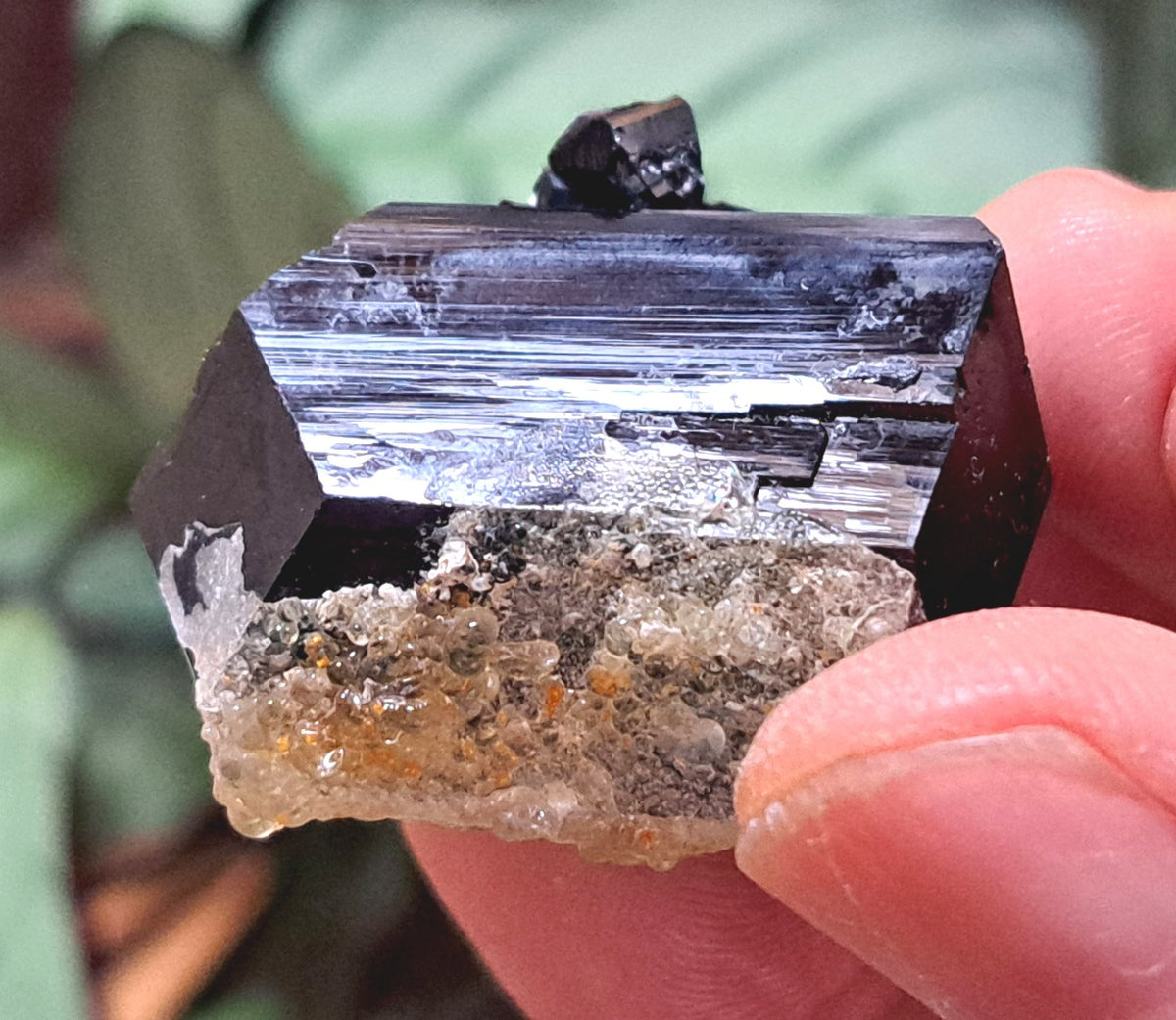 Fluorescent Hyalite Opal with Black Tourmaline - Mineral from Erongo Mountains Namibia , 31 grams