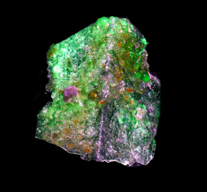 Fluorescent Hyalite Opal with Black Tourmaline - Mineral from Erongo Mountains Namibia , 31 grams