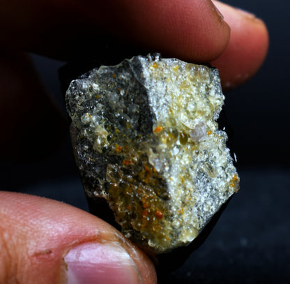 Fluorescent Hyalite Opal with Black Tourmaline - Mineral from Erongo Mountains Namibia , 31 grams