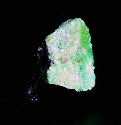 Fluorescent Hyalite Opal with Black Tourmaline - Mineral from Erongo Mountains Namibia , 31 grams