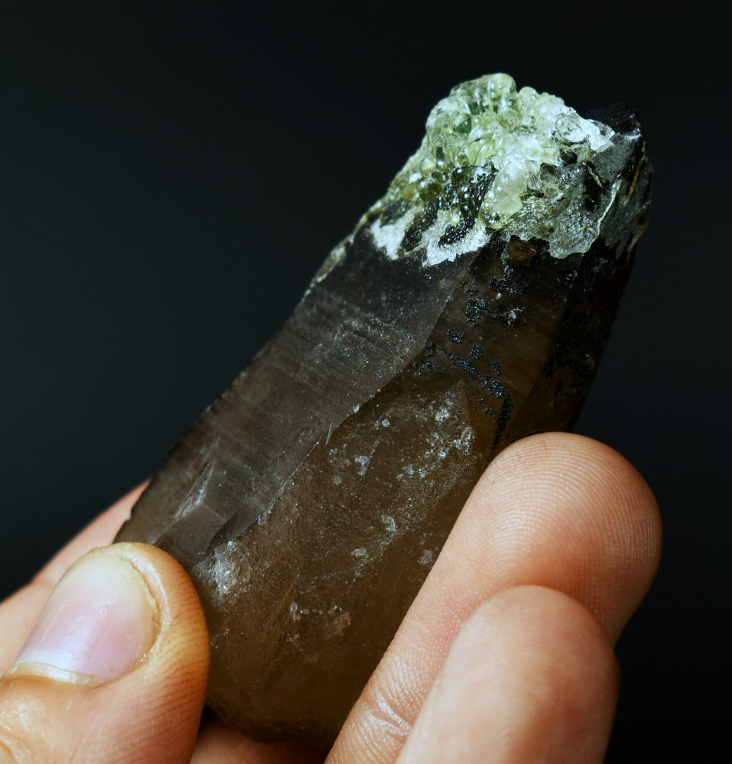 Fluorescent Hyalite Opal with Smoky Quartz - Mineral from Erongo Mountains Namibia, 50 grams