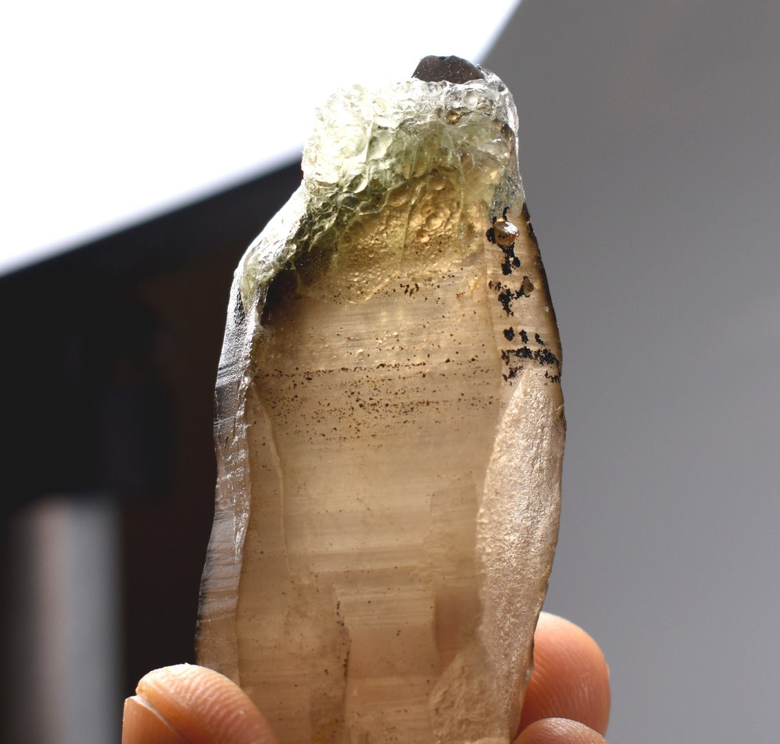 Fluorescent Hyalite Opal with Smoky Quartz - Mineral from Erongo Mountains Namibia, 50 grams