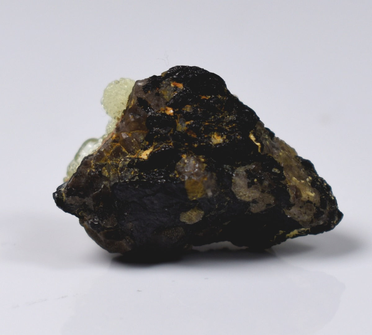 Fluorescent Hyalite Opal with Smoky Quartz, Black Tourmaline - Mineral from Erongo Mountains Namibia, 4 grams