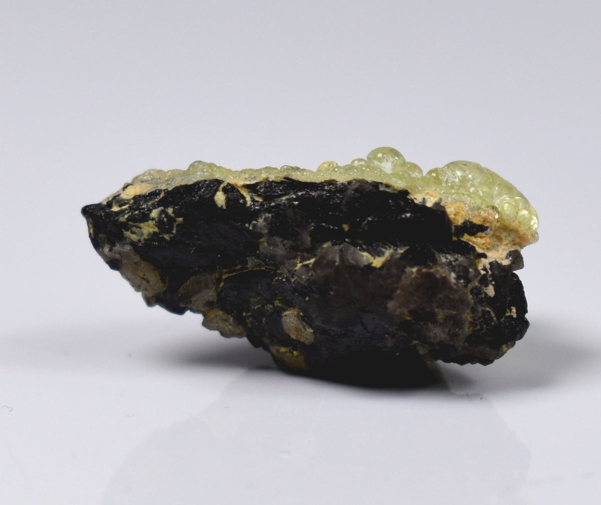 Fluorescent Hyalite Opal with Smoky Quartz, Black Tourmaline - Mineral from Erongo Mountains Namibia, 4 grams