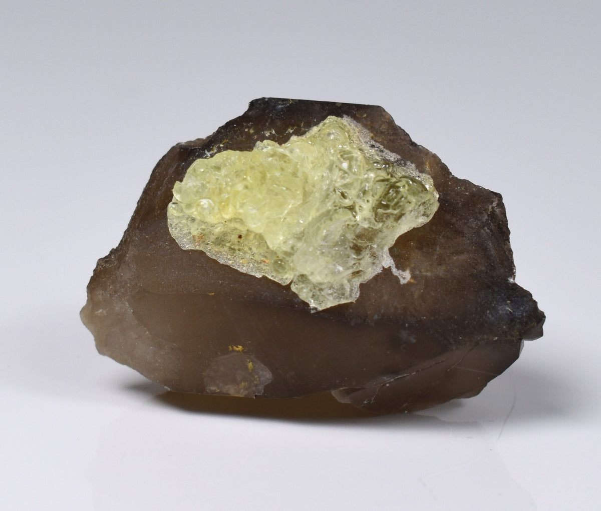 Fluorescent Hyalite Opal with Smoky Quartz - Mineral from Erongo Mountains Namibia, 24 grams