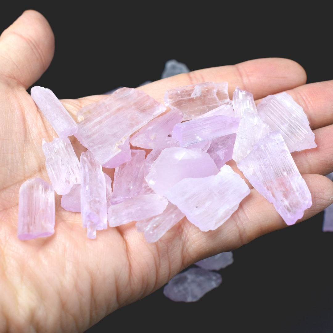 Raw Kunzite Spodumene Crystals - Pink Gemstone from Pakistan - 1 PC - 4 Sizes