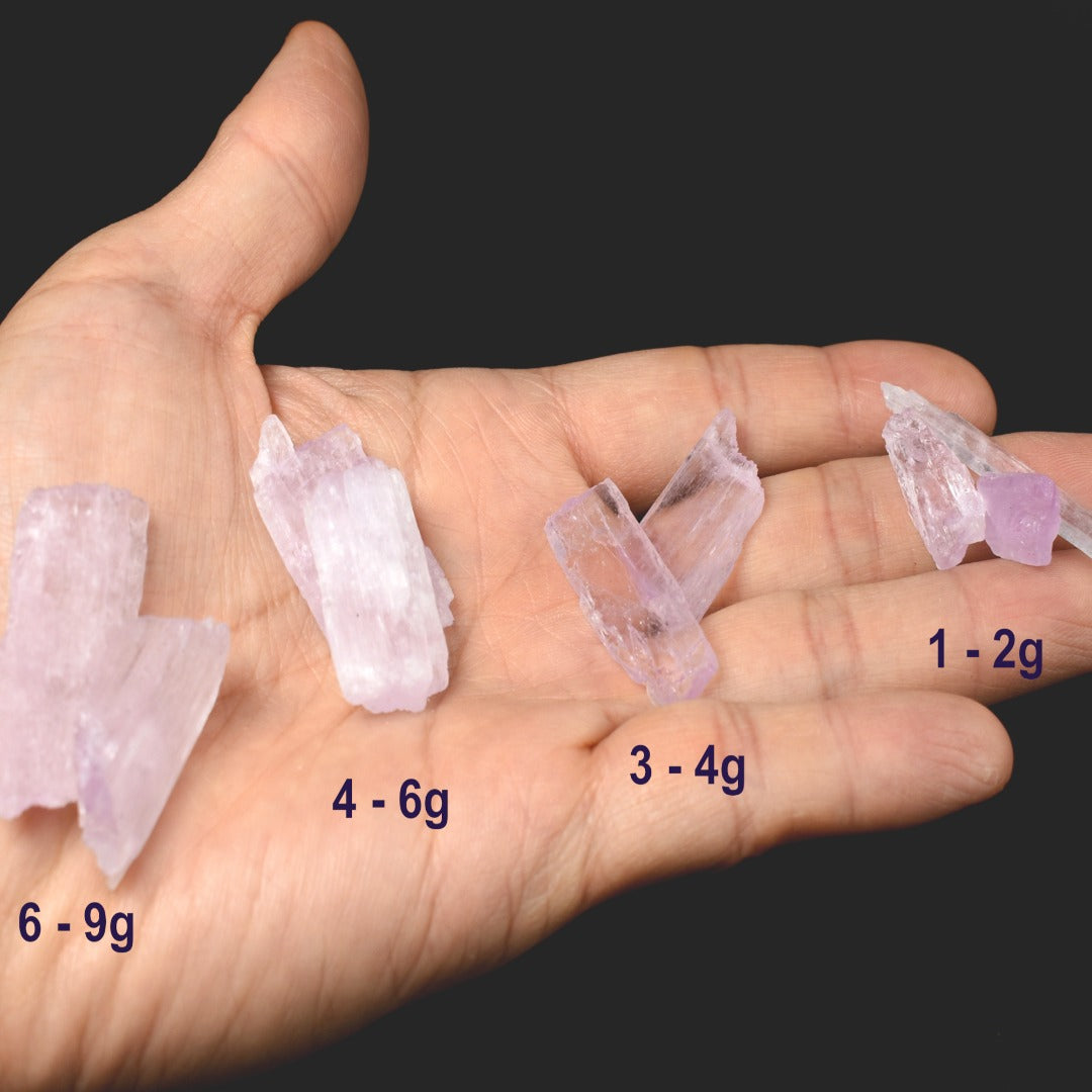 Raw Kunzite Spodumene Crystals - Pink Gemstone from Pakistan - 1 PC - 4 Sizes