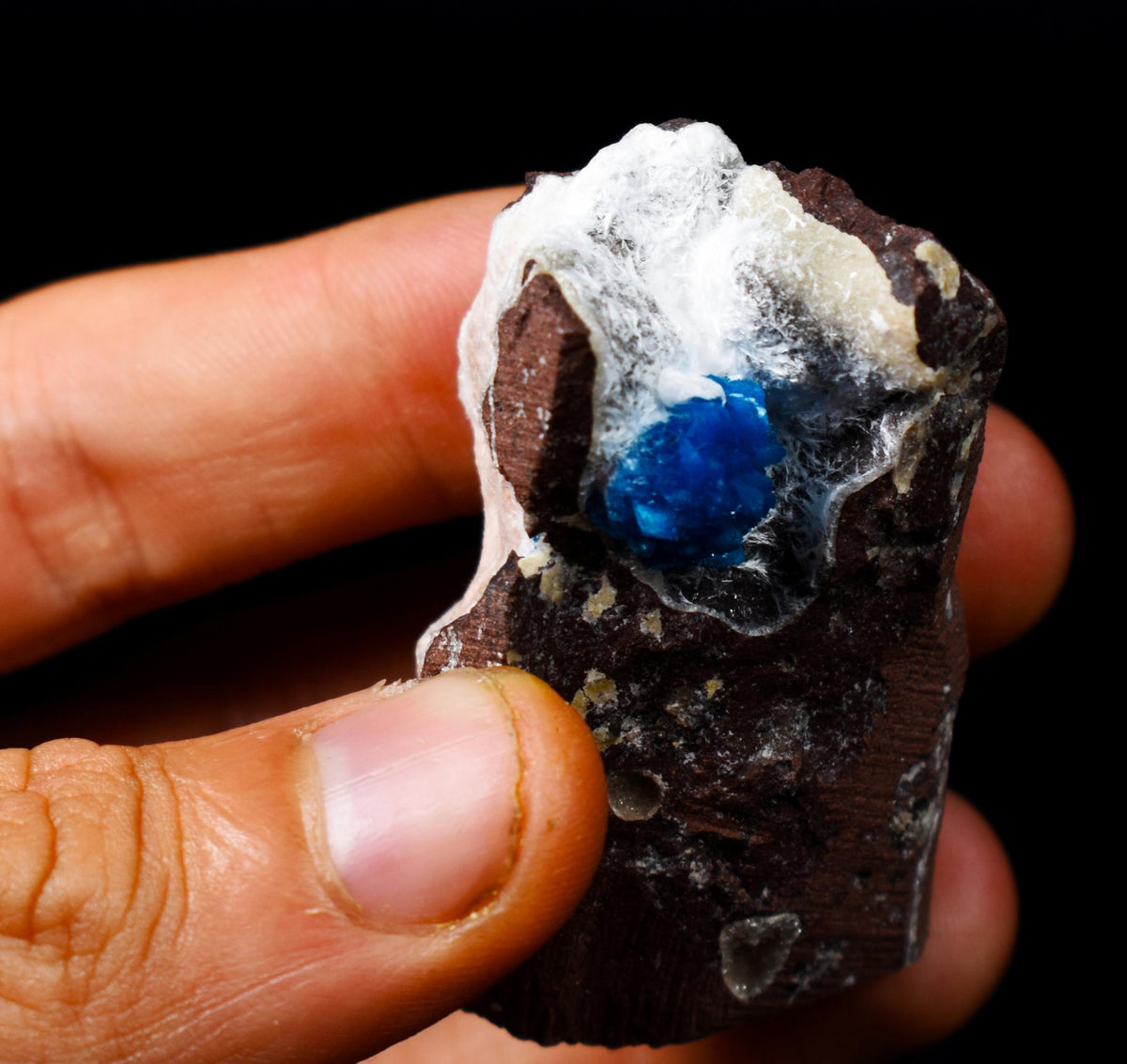 Rare Cavansite Cluster with Stilbite & Mordenite On Matrix from Wagholi, Pune, India - 57 grams