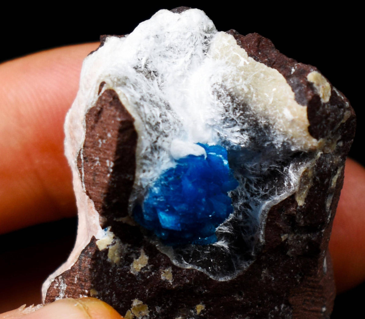 Rare Cavansite Cluster with Stilbite & Mordenite On Matrix from Wagholi, Pune, India - 57 grams