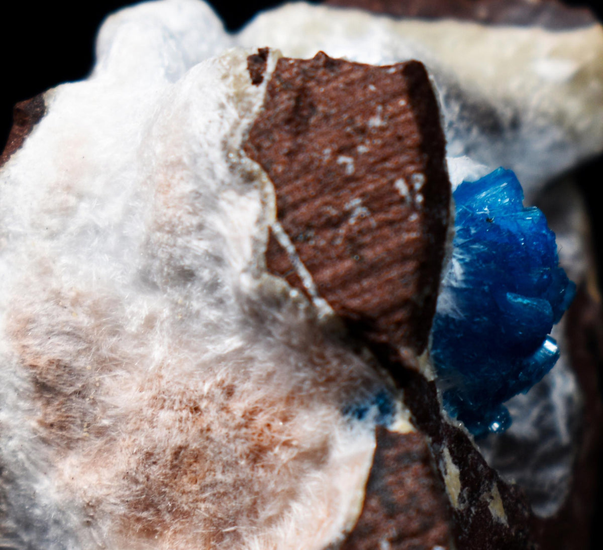 Rare Cavansite Cluster with Stilbite & Mordenite On Matrix from Wagholi, Pune, India - 57 grams