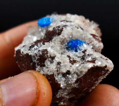 Rare Cavansite and Pentagonite Cluster with Stilbite On Matrix from Wagholi, Pune, India - 21 grams