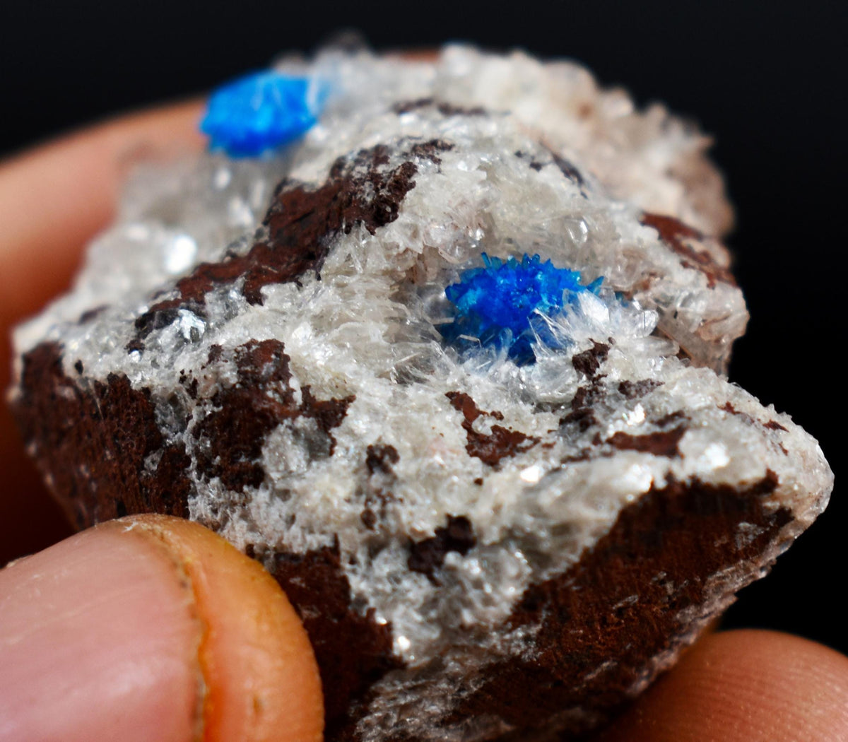 Rare Cavansite and Pentagonite Cluster with Stilbite On Matrix from Wagholi, Pune, India - 21 grams