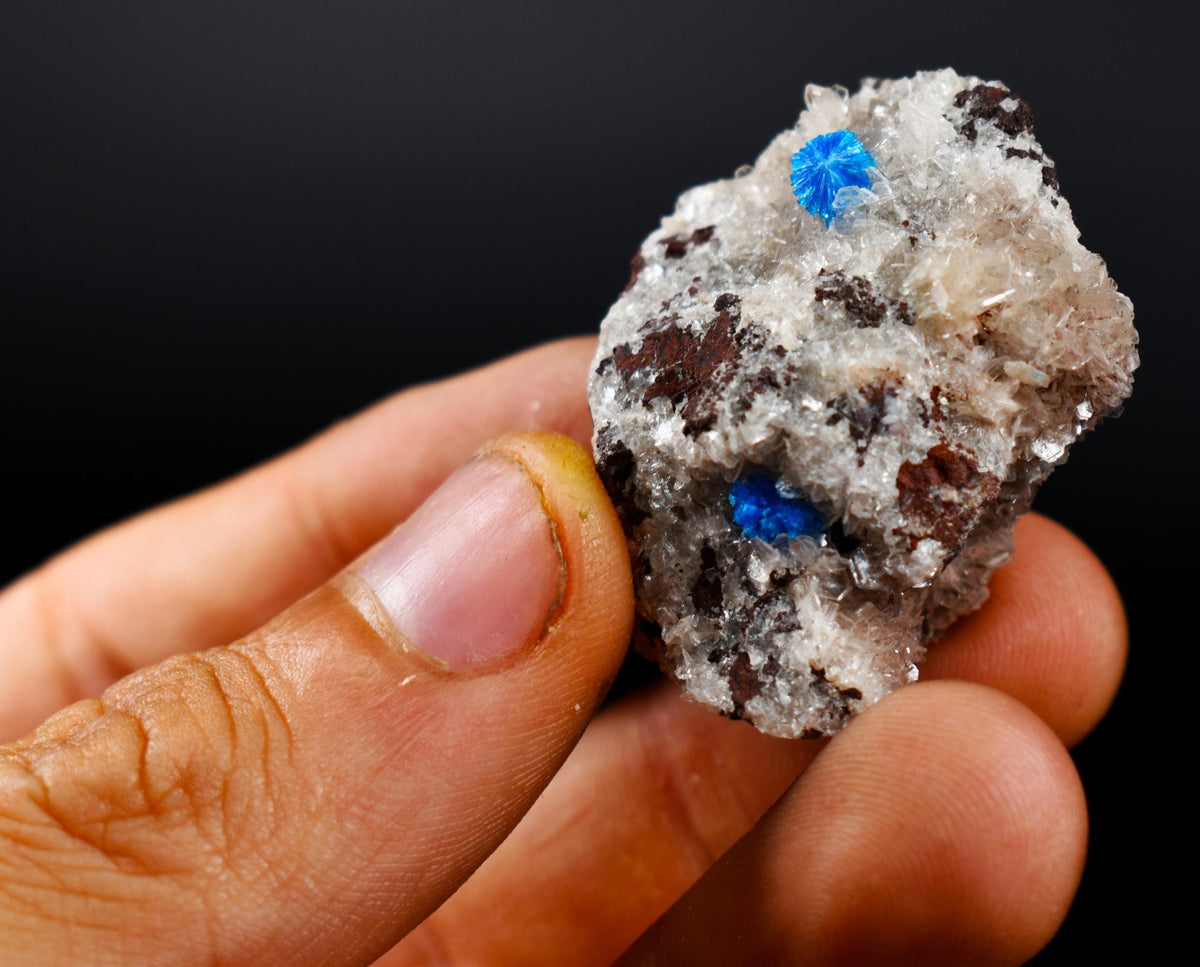 Rare Cavansite and Pentagonite Cluster with Stilbite On Matrix from Wagholi, Pune, India - 21 grams