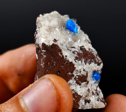Rare Cavansite and Pentagonite Cluster with Stilbite On Matrix from Wagholi, Pune, India - 21 grams