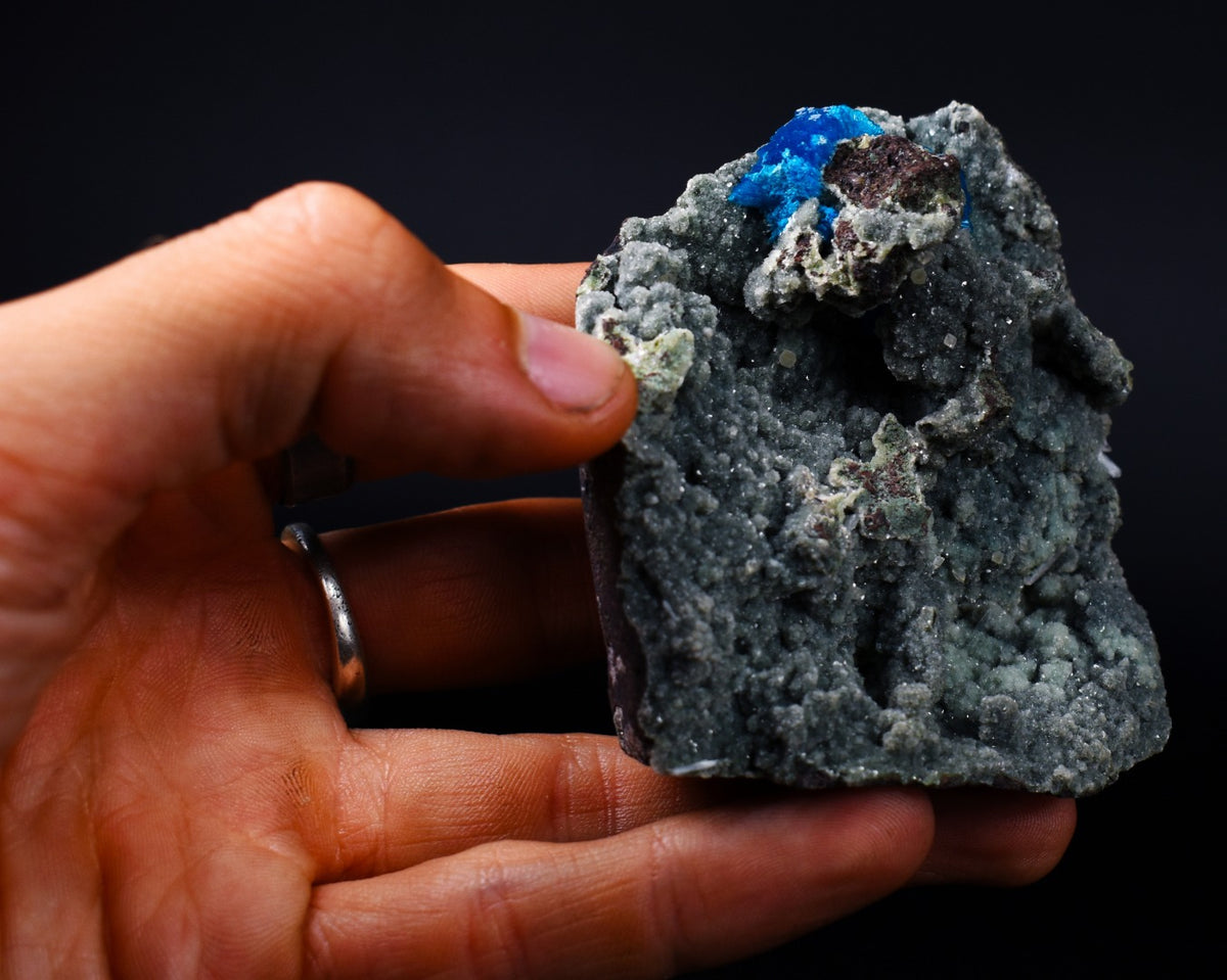 Rare Cavansite Cluster with Stilbite & Heulandite On Matrix from Wagholi, Pune, India - 175 grams