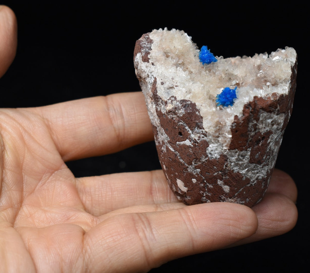 Rare Cavansite and Pentagonite Cluster with Stilbite On Matrix from Wagholi, Pune, India - 112 grams