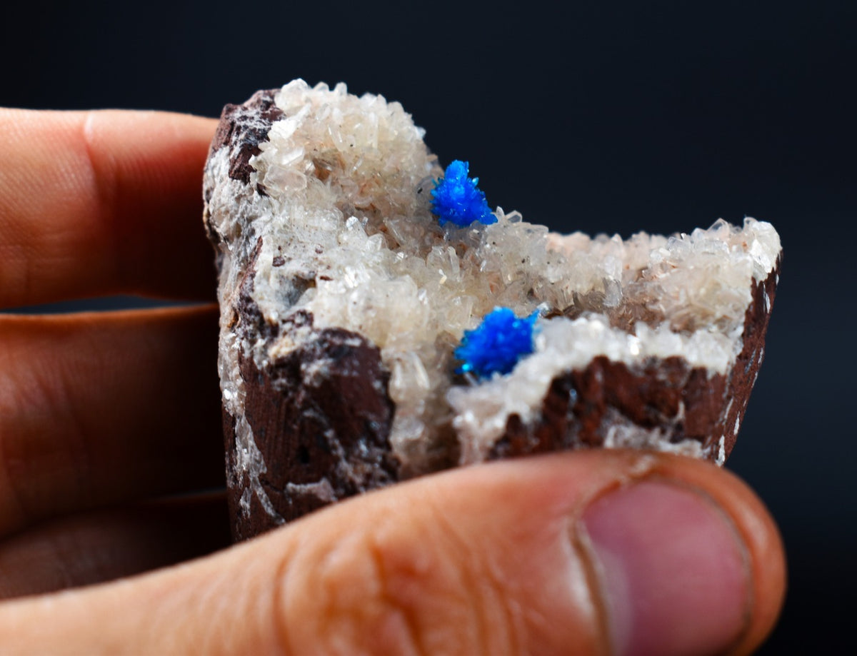 Rare Cavansite and Pentagonite Cluster with Stilbite On Matrix from Wagholi, Pune, India - 112 grams