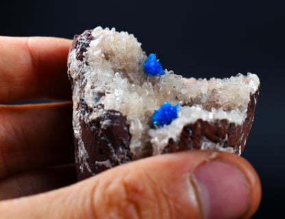 Rare Cavansite and Pentagonite Cluster with Stilbite On Matrix from Wagholi, Pune, India - 112 grams
