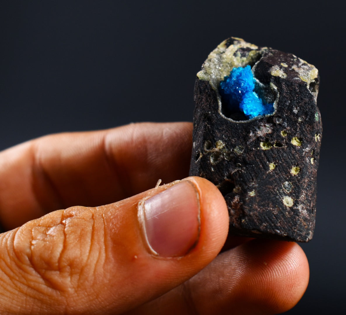 Rare Cavansite Cluster with Stilbite On Matrix from Wagholi, Pune, India - 27 grams
