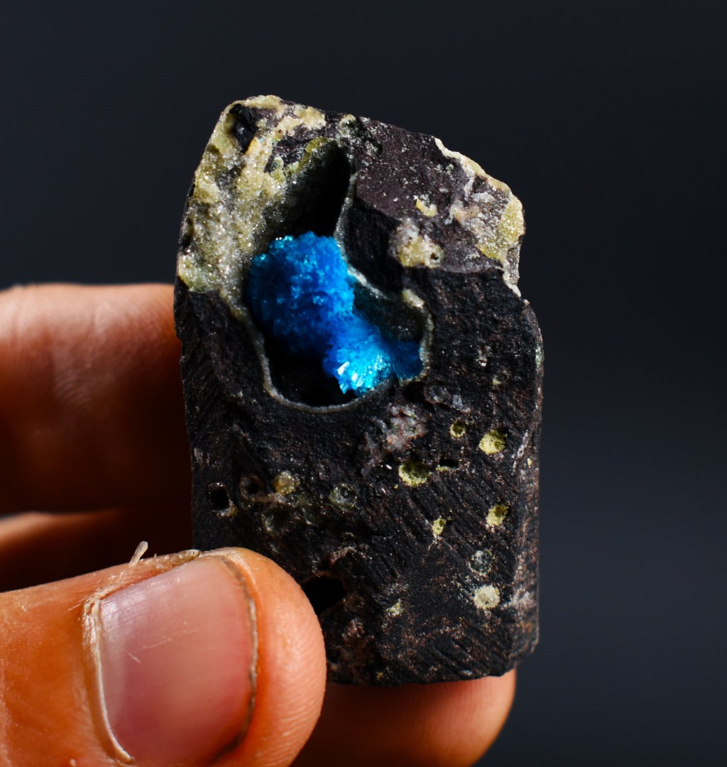 Rare Cavansite Cluster with Stilbite On Matrix from Wagholi, Pune, India - 27 grams