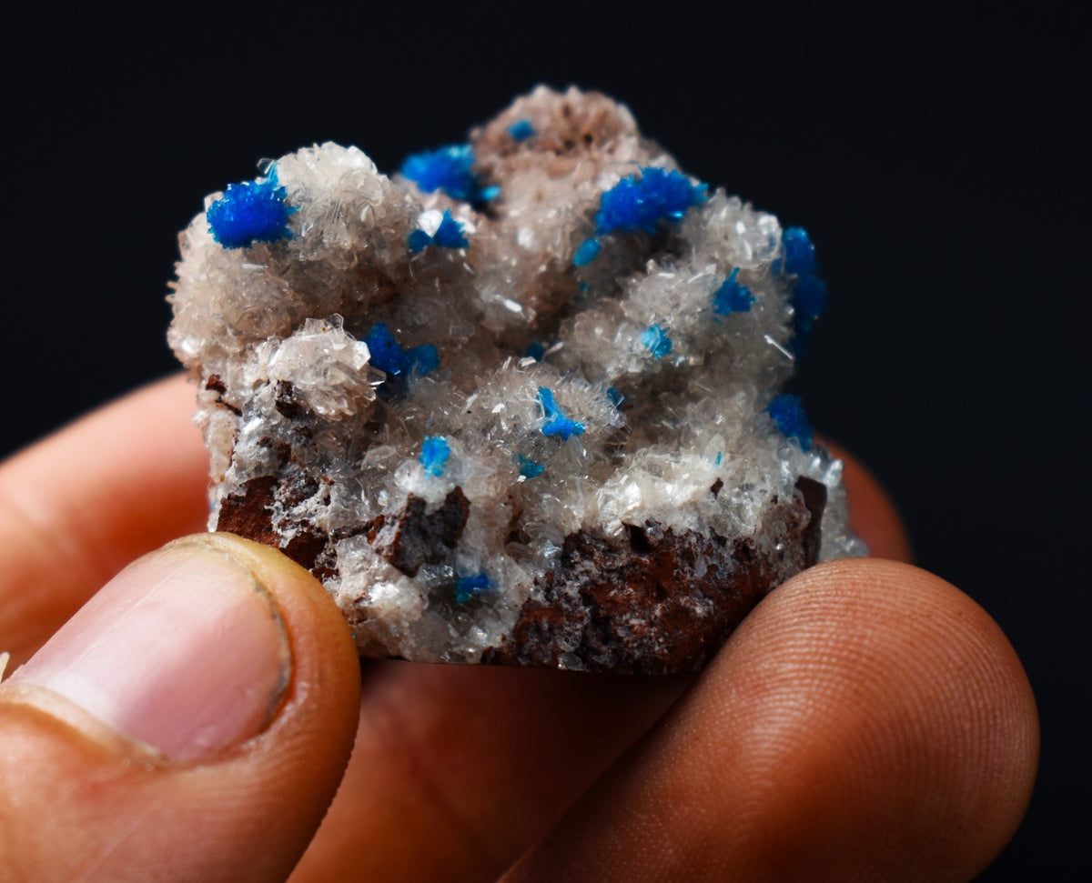 Rare Cavansite and Pentagonite Cluster with Stilbite On Matrix from Wagholi, Pune, India - 24 grams