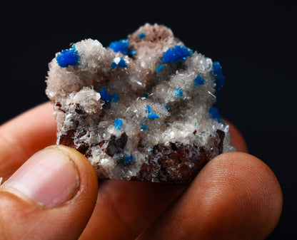 Rare Cavansite and Pentagonite Cluster with Stilbite On Matrix from Wagholi, Pune, India - 24 grams