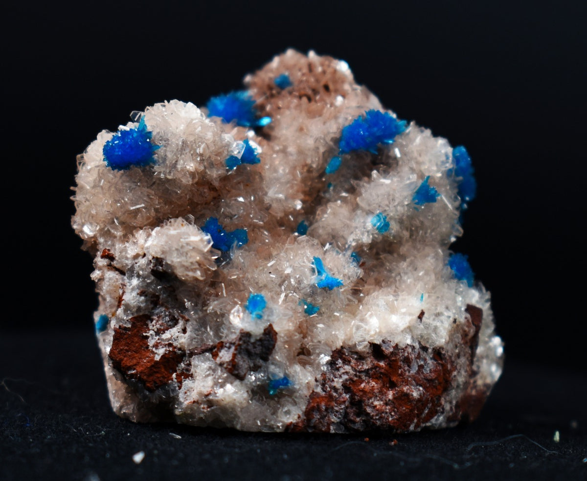 Rare Cavansite and Pentagonite Cluster with Stilbite On Matrix from Wagholi, Pune, India - 24 grams
