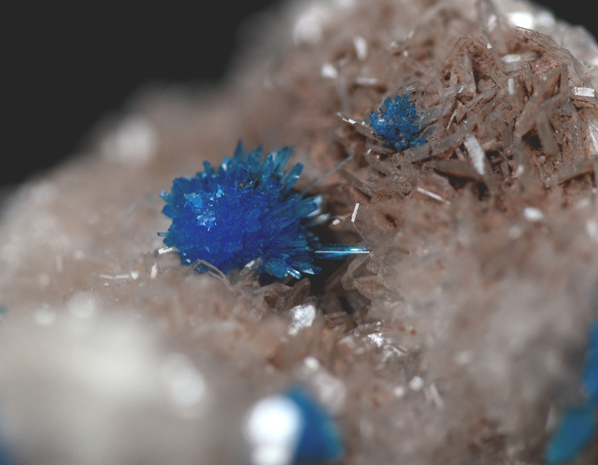 Rare Cavansite and Pentagonite Cluster with Stilbite On Matrix from Wagholi, Pune, India - 24 grams