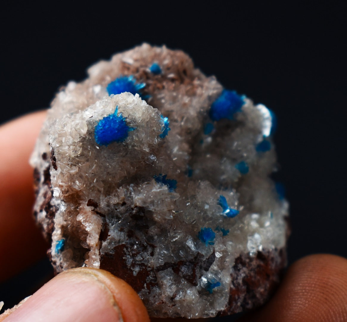 Rare Cavansite and Pentagonite Cluster with Stilbite On Matrix from Wagholi, Pune, India - 24 grams